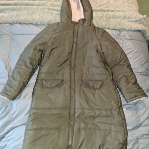 Olive Green Hooded Puffer Coat